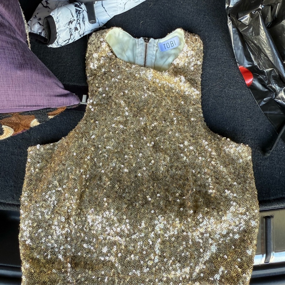 Tobi Gold Sequin Crop Top